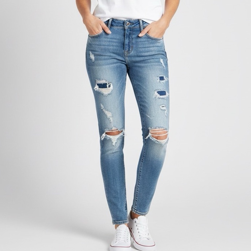 Guess Distressed Ripped Slim Fit Low Rise Stretch Jeans Size 27